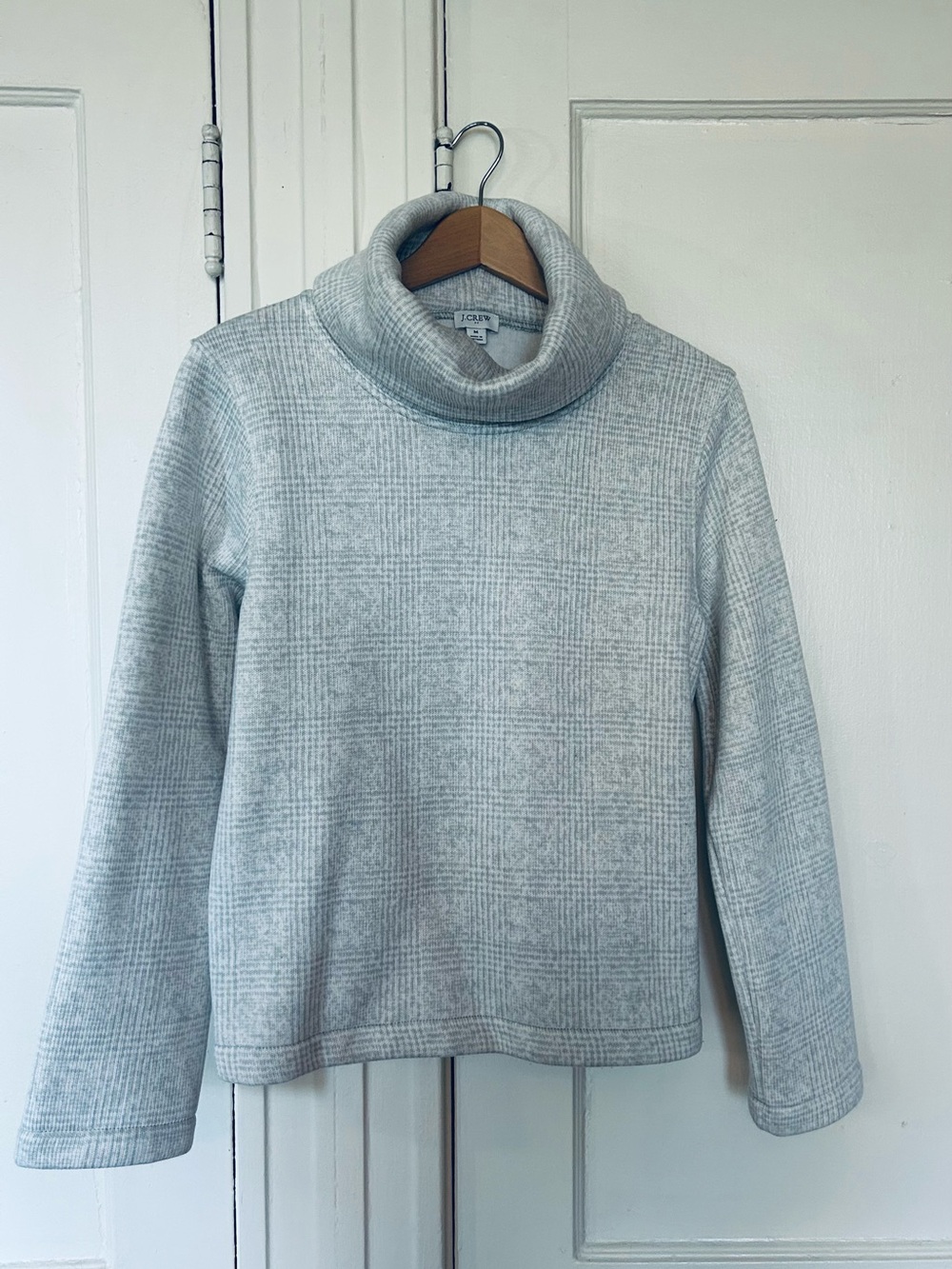 J. Crew Gray Plaid Turtleneck Sweater